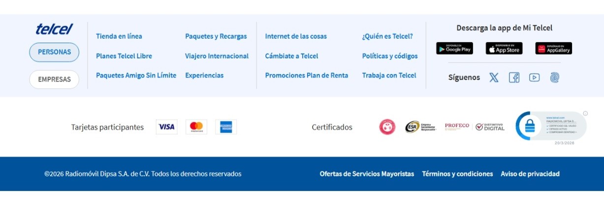 Footer Telcel